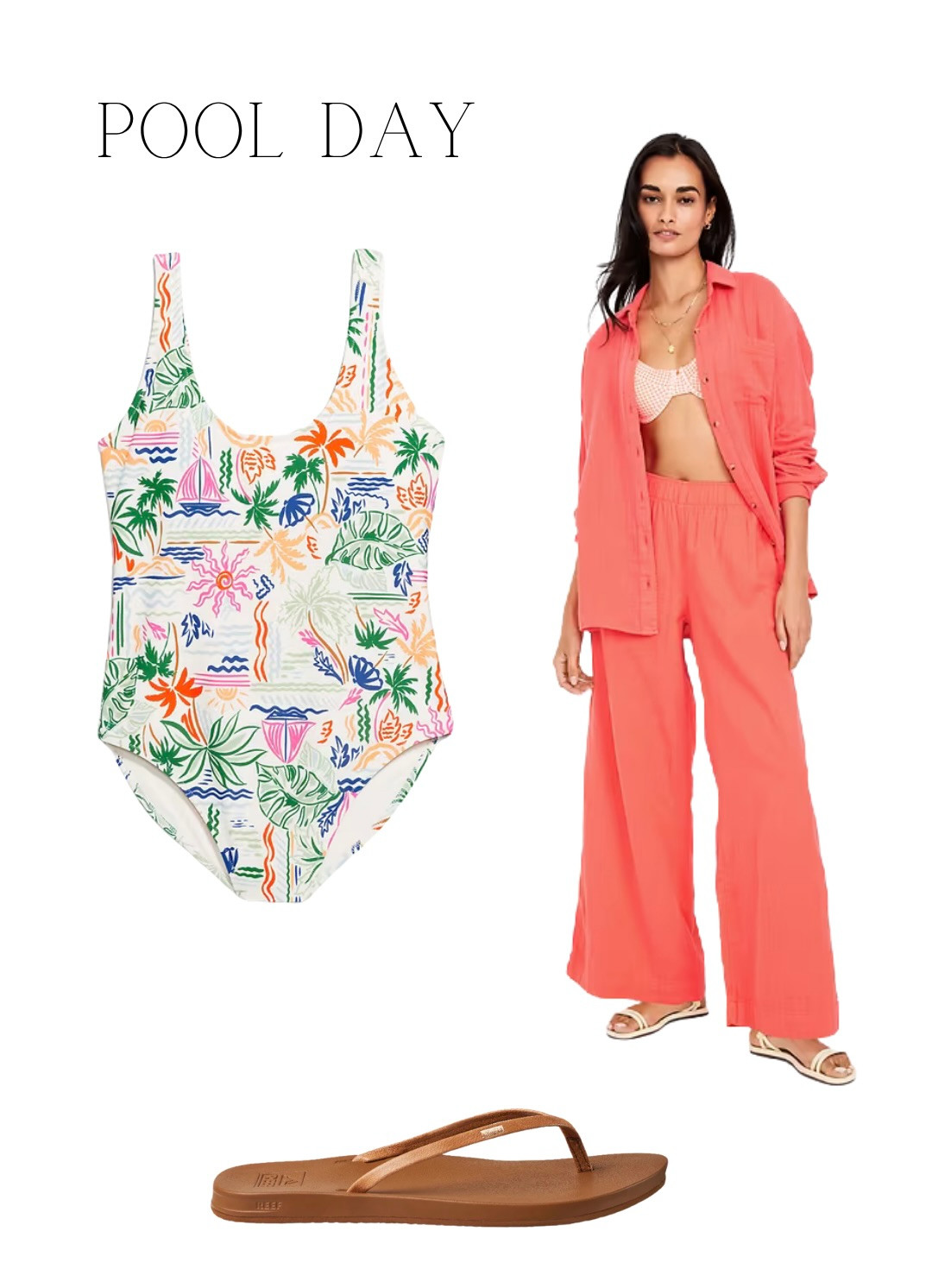 Pool day essentials 💦
@oldnavy swim (60% off) + cover-up set (30% off)
Paired with my fave @reef sandals ☀️ 

 #LTKSummerEdit #LTKSeasonal #LTKSaleAlert