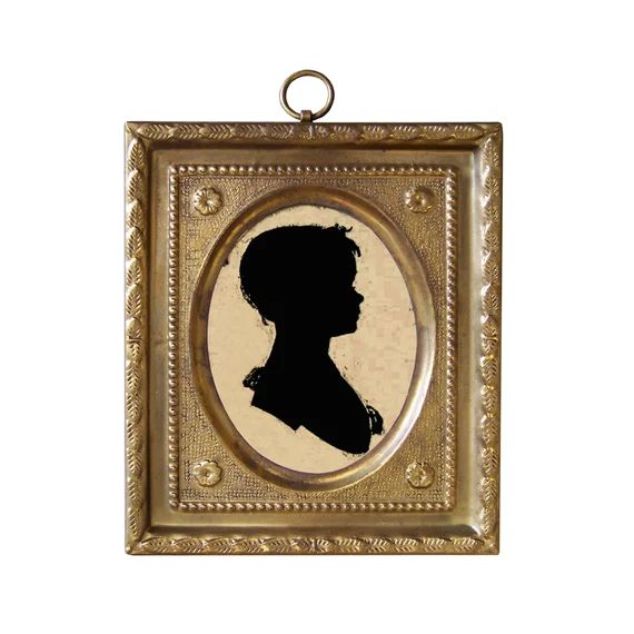4-1/2" Miniature Silhouette of Girl by Doyle in Embossed Brass Frame- Antique Vintage Style | Etsy (US)