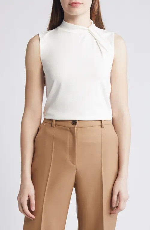 BOSS Emise Mock Neck Sleeveless Top in Soft Cream at Nordstrom, Size Xx-Large | Nordstrom