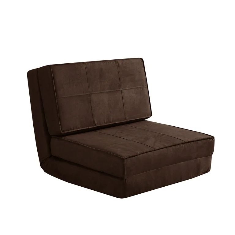 Your Zone Ultra Soft Suede 3 Position Convertible Flip Chair, Brown | Walmart (US)
