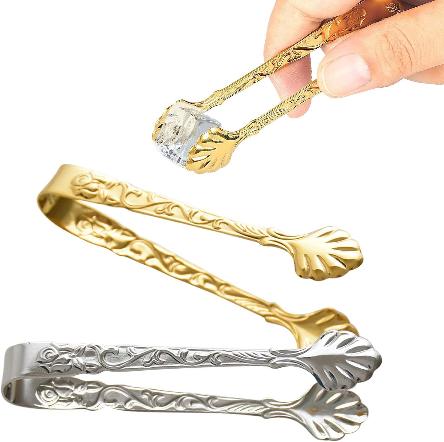 Mini Tongs for Appetizer Sugar Tongs Small Tongs for Ice Cube Rose Handle Tong for Serving Food P... | Amazon (US)
