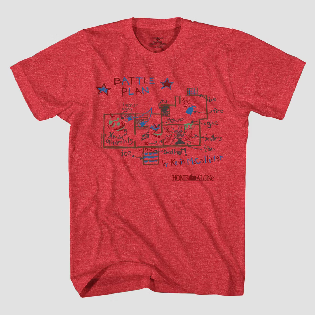 Men's Home Alone Battle Plan Short Sleeve Graphic T-Shirt - Heathered Red | Target