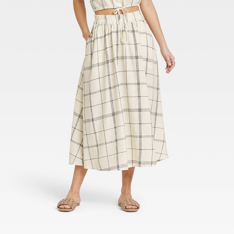 Women's Smocked Waist Mid-Rise Linen A-Line Skirt - A New Day™ | Target