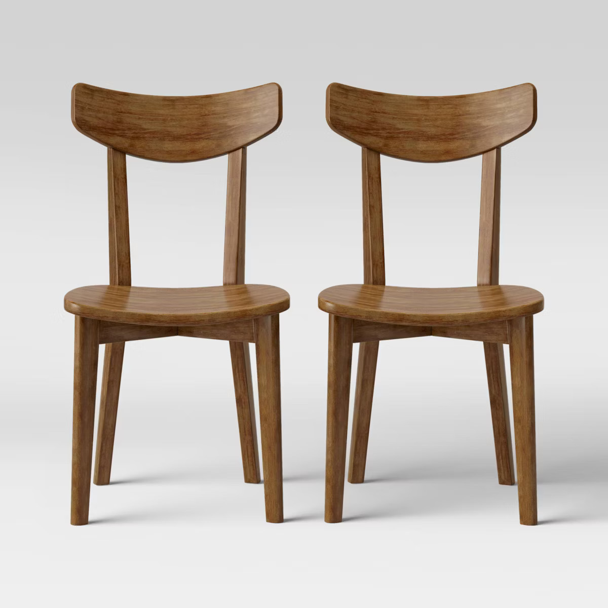 2pk Astrid Mid-Century Dining Chairs Wood Seat Walnut - Threshold™ | Target