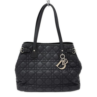 Auth DIOR/ChristianDior Panarea - Black Coated Canvas Leather Tote Bag | eBay US
