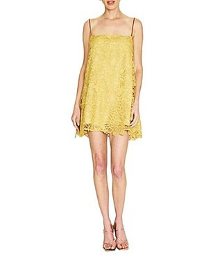 Line and Dot Tansy Square Neck Sleeveless Lace Overlay Coordinating Tunic Dress - M | Dillard's