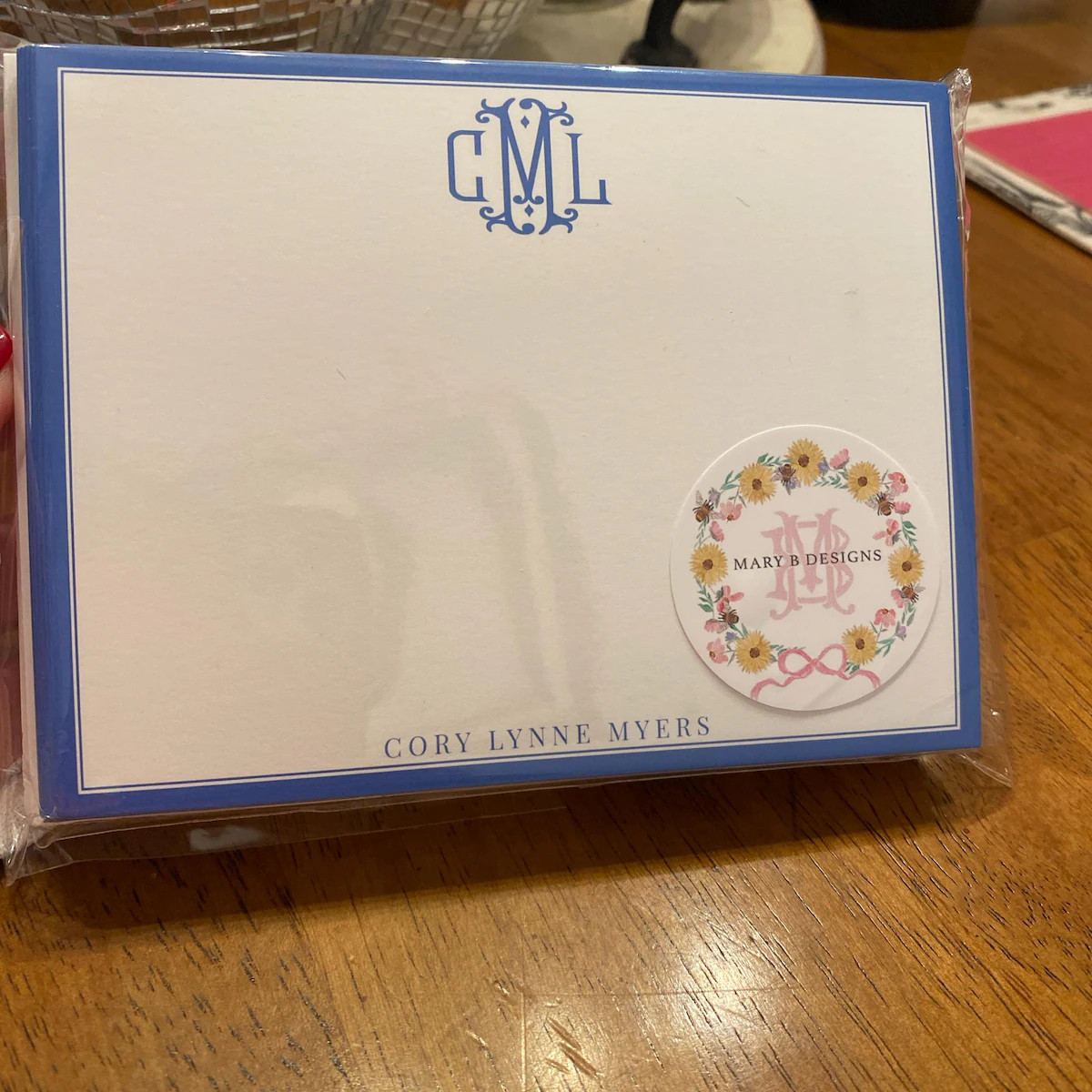 Personalized A2 Size Custom Monogram Stationery, Colorful Girl Initials Flat Notecard Set | Etsy (Global)