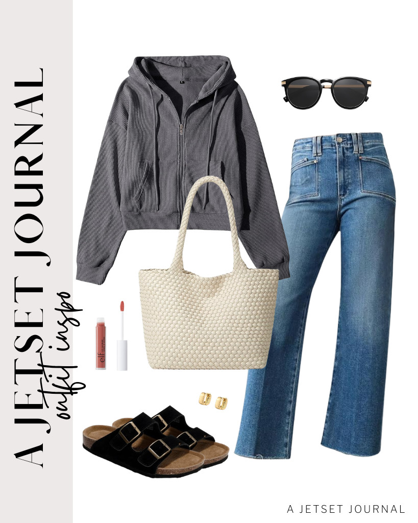 Our crowd favorite outfit is next, and it is perfect for running errands and staying on the move. The casual crop hoodie and denim go well with a stylish woven bag and Project Cloud’s cork footbed sandals. Wear these polarized sunnies and everyday hoop earrings to complete the look.

#LTKSeasonal #LTKSaleAlert #LTKTravel 

 