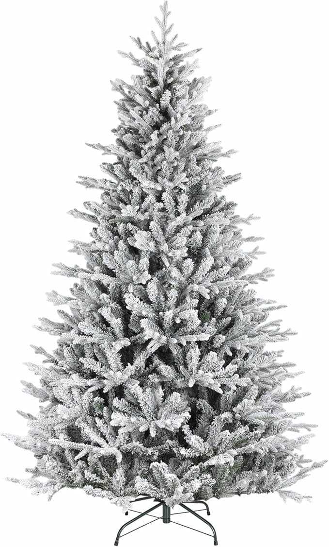Hykolity 7.5 ft 'Feel Real' Snow Flocked Christmas Tree, Artificial Christmas Tree with 2806 PE &... | Amazon (US)