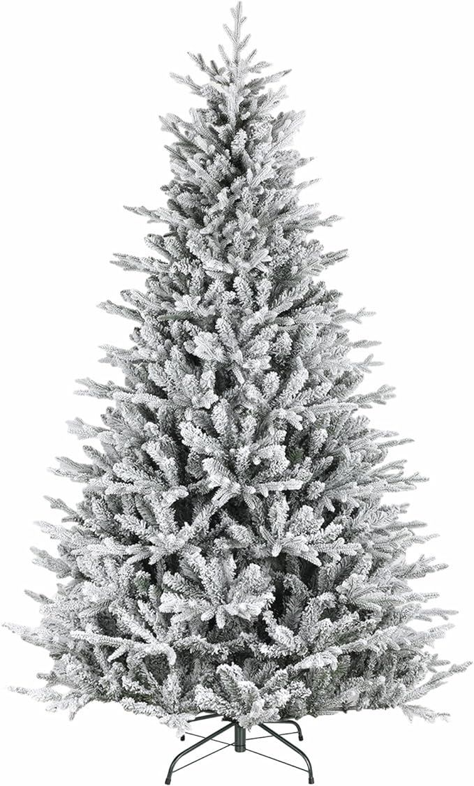 Hykolity 6.5 ft 'Feel Real' Snow Flocked Christmas Tree, Frasier Grande Artificial Christmas Tree... | Amazon (US)