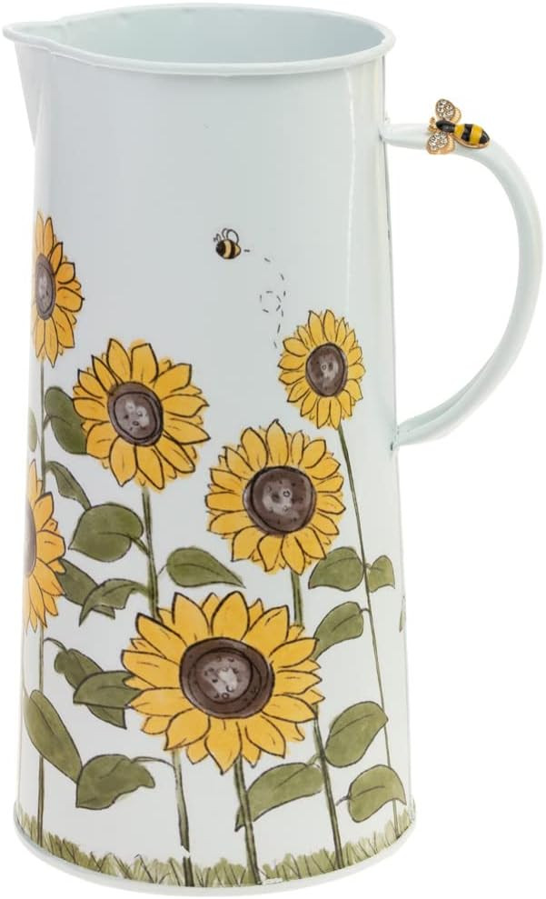 Boston International Metal Pitcher Farmhouse Decorative Pitcher, 8.75" Tall, Sunflower | Amazon (US)