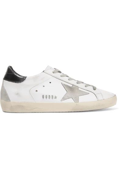 Golden Goose Deluxe Brand - Super Star Distressed Leather And Suede Sneakers - White | NET-A-PORTER (US)
