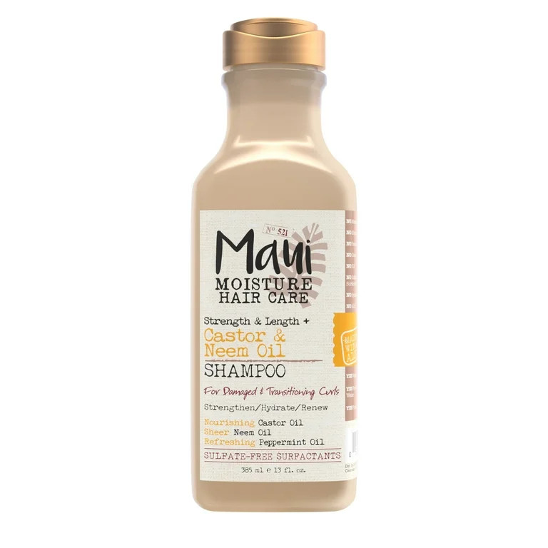 Maui Moisture Strength & Length + Castor & Neem Oil Shampoo, Curly Hair, 13 Fl Oz | Walmart (US)