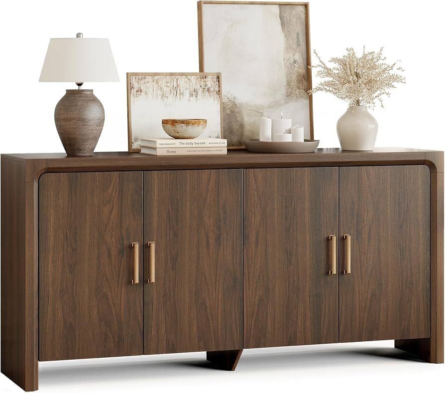 ONBRILL 63" Buffet Cabinet with 4 Doors and Adjustable Shelves, Sideboard Buffet Cabinet with Sto... | Amazon (US)