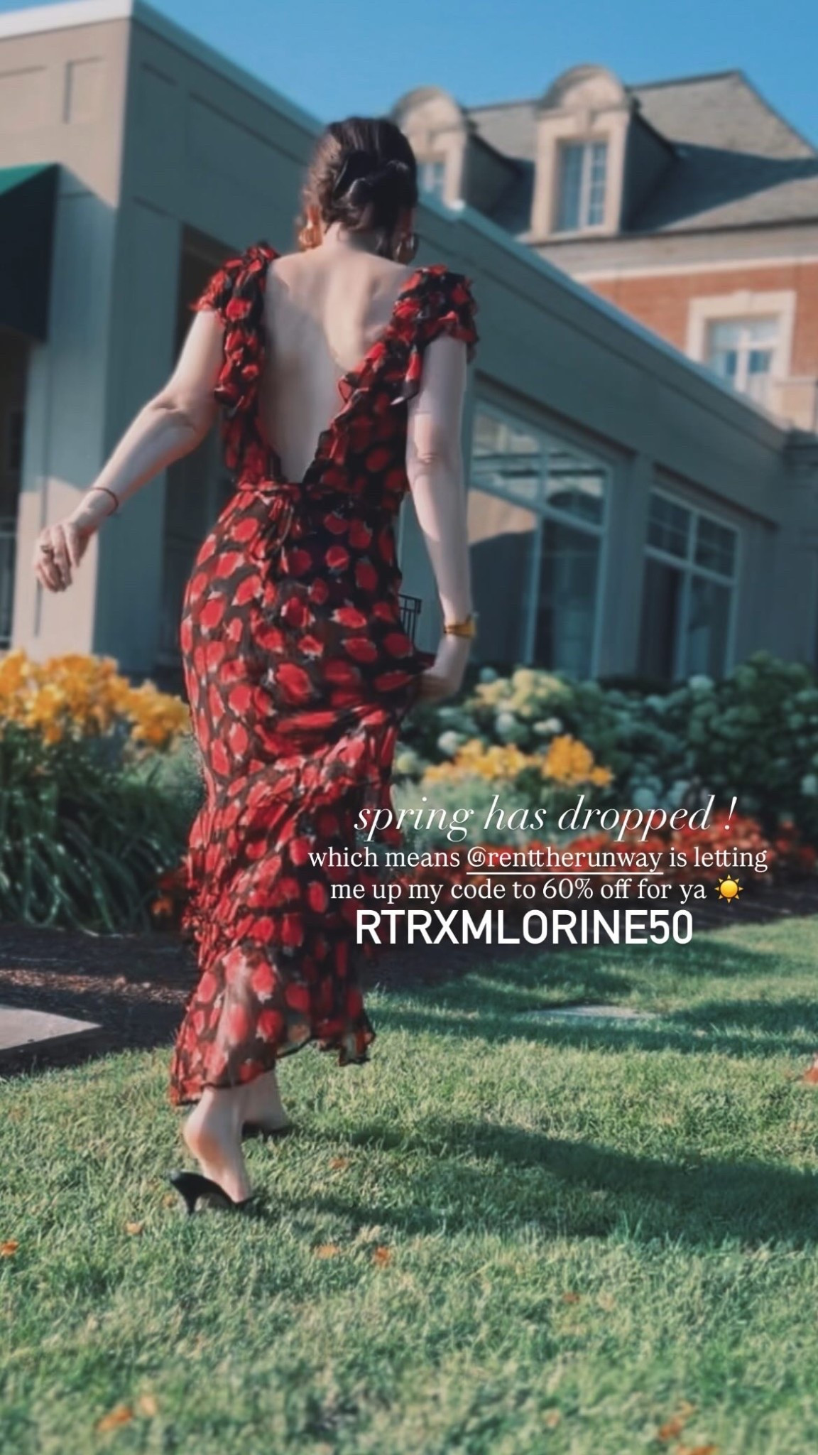 spring has dropped ! which means @renttherunway is letting me up my code to 60% off for ya ☀️ RTRXMLORINE50