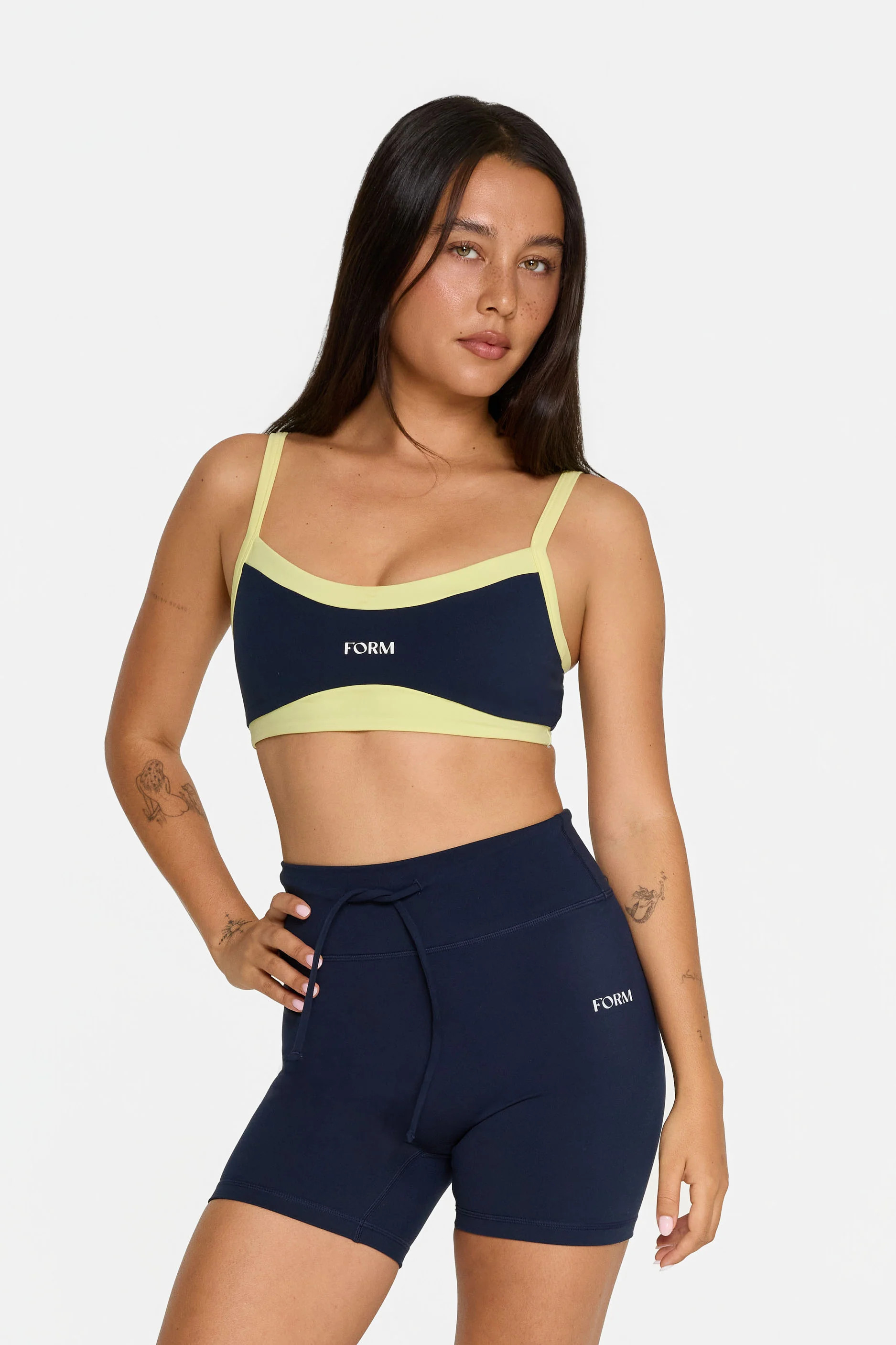 Scoop Contrast Bra - Navy/Lemon | FORM