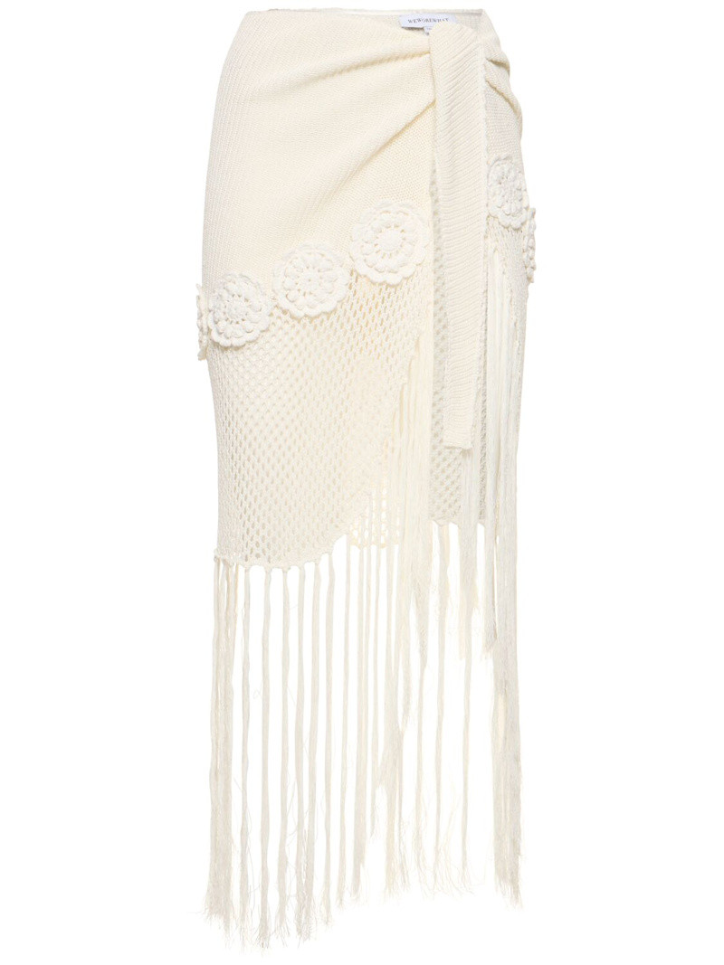 Fringed crochet cotton blend sarong - Weworewhat - Women | Luisaviaroma | Luisaviaroma