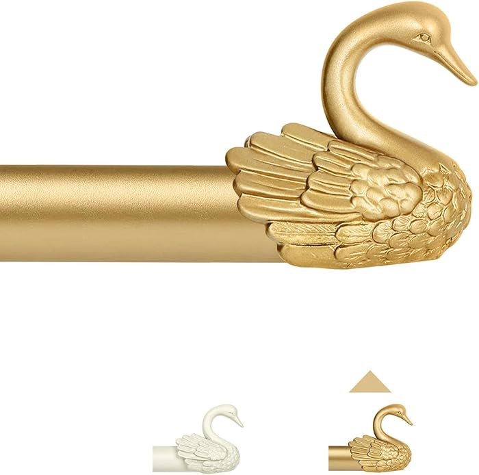 Gold Curtain Rods for Windows 48 to 84 Inch(4-7ft),1 Inch Adjustable Curtain Rod,Heavy Duty Windo... | Amazon (US)