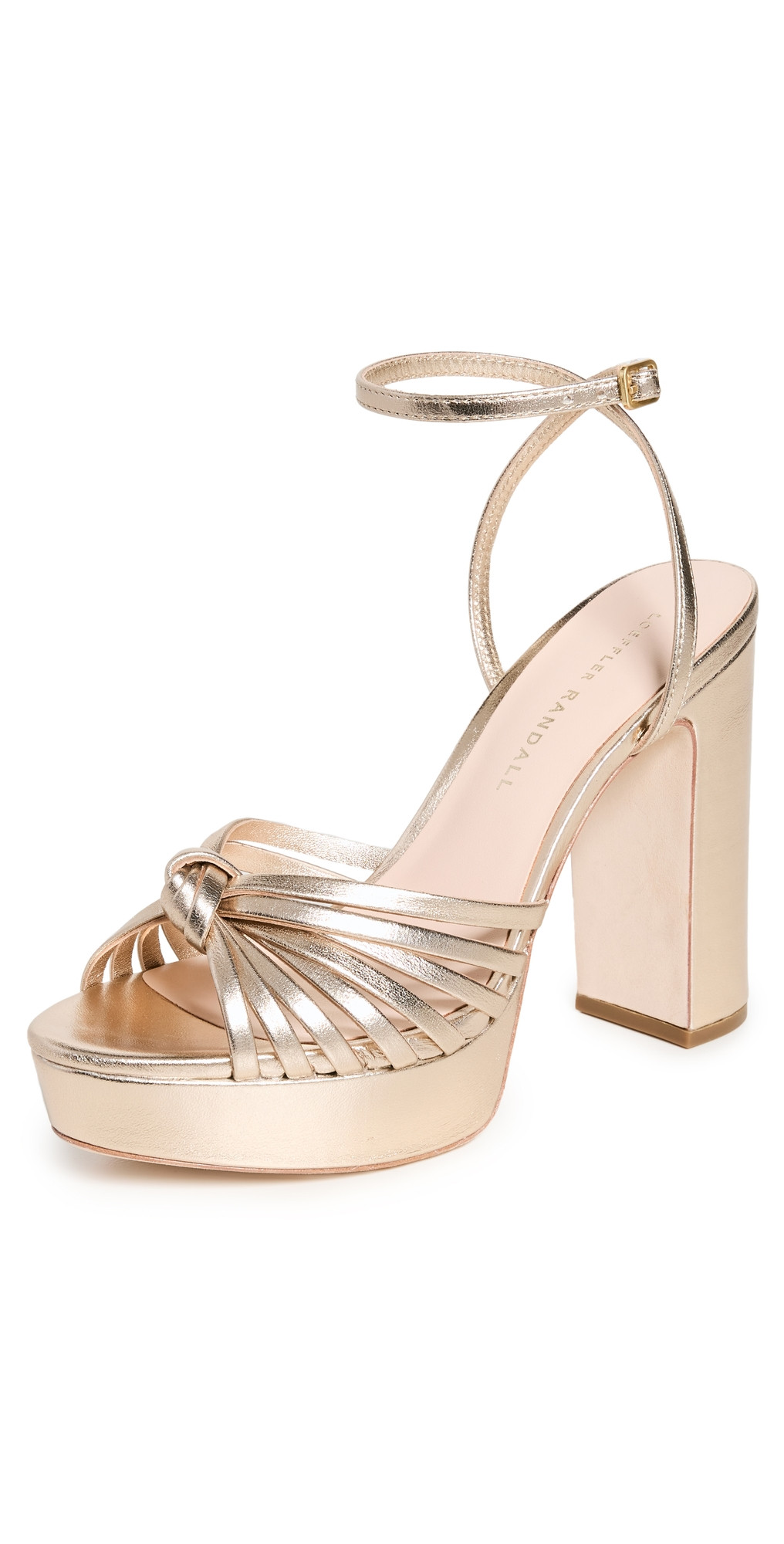 Loeffler Randall Rivka Leather Knot Platform Sandals Champagne 6 | Shopbop