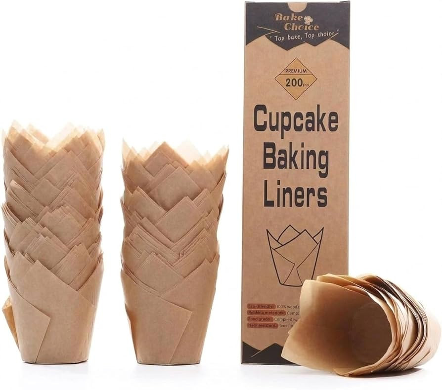 Bake Choice 200pcs Natural Tulip Cupcake Liners for Baking Cups Unbleached European Parchment pap... | Amazon (US)