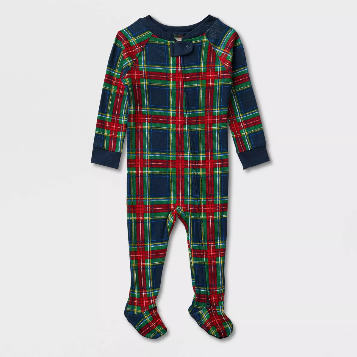 Baby Holiday Plaid Cotton Matching Family Footed Pajamas - Wondershop™​​​​​​​ Navy 6-9M | Target