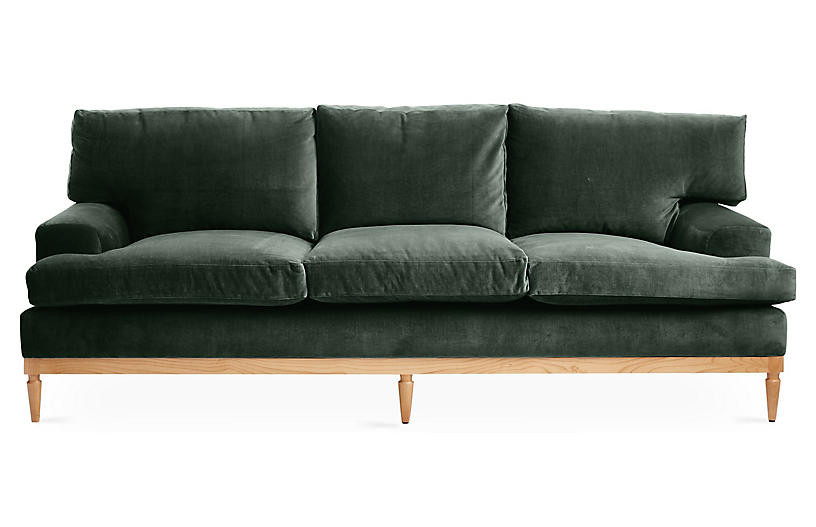 Sutton Sofa - Forest Green Velvet | One Kings Lane