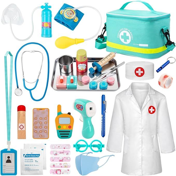 Sundaymot Doctor Kit for Kids, 34 Pcs Pretend Playset for Toddlers, Doctor kit for Toddlers 3-5, ... | Amazon (US)