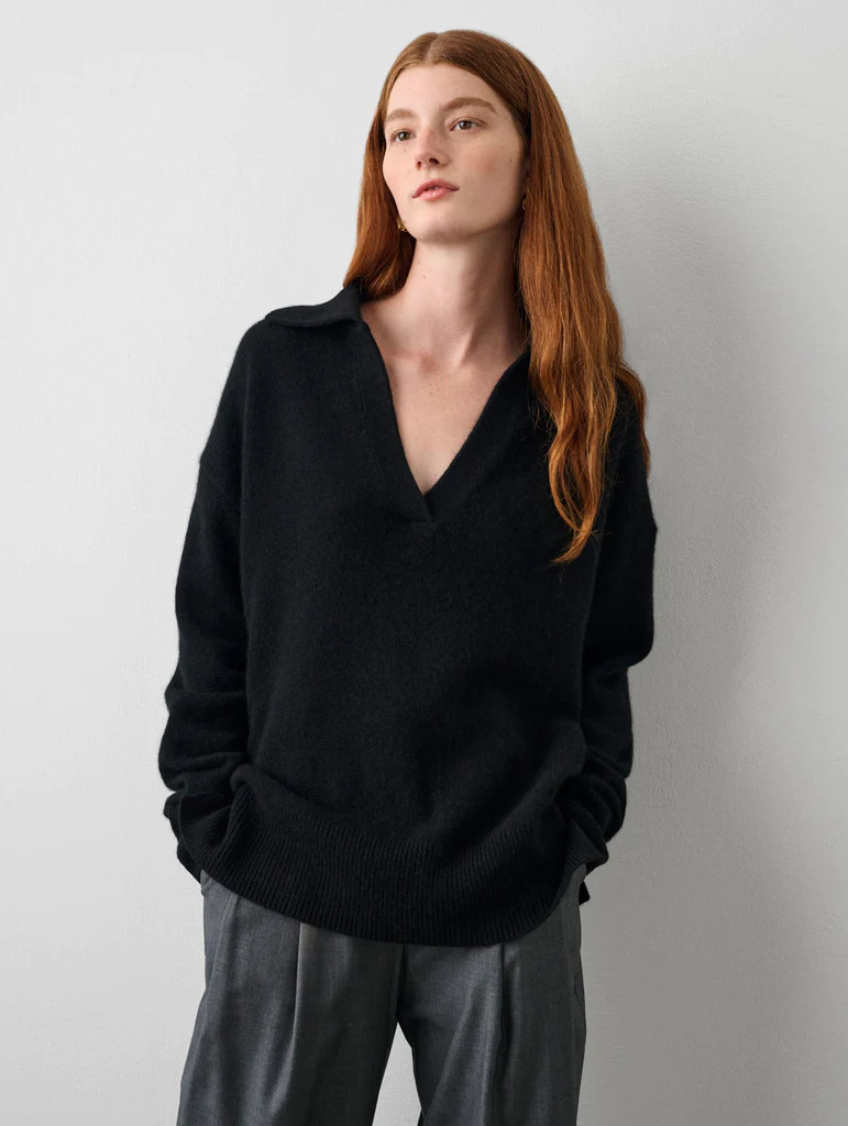 Cashmere Polo Sweater | White and Warren