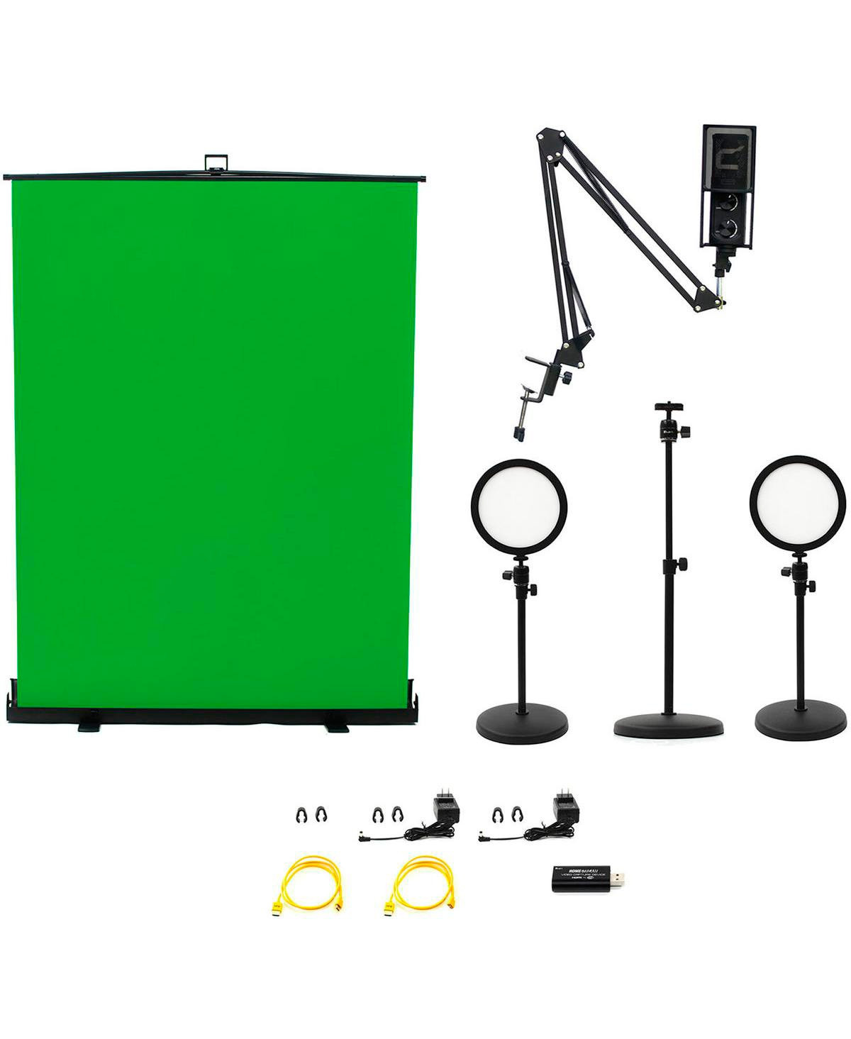 Ikan Homestream Video Kit #4 with 2x Desktop Lights, Pull-Up Green Screen & Podcast Microphone | Macy's