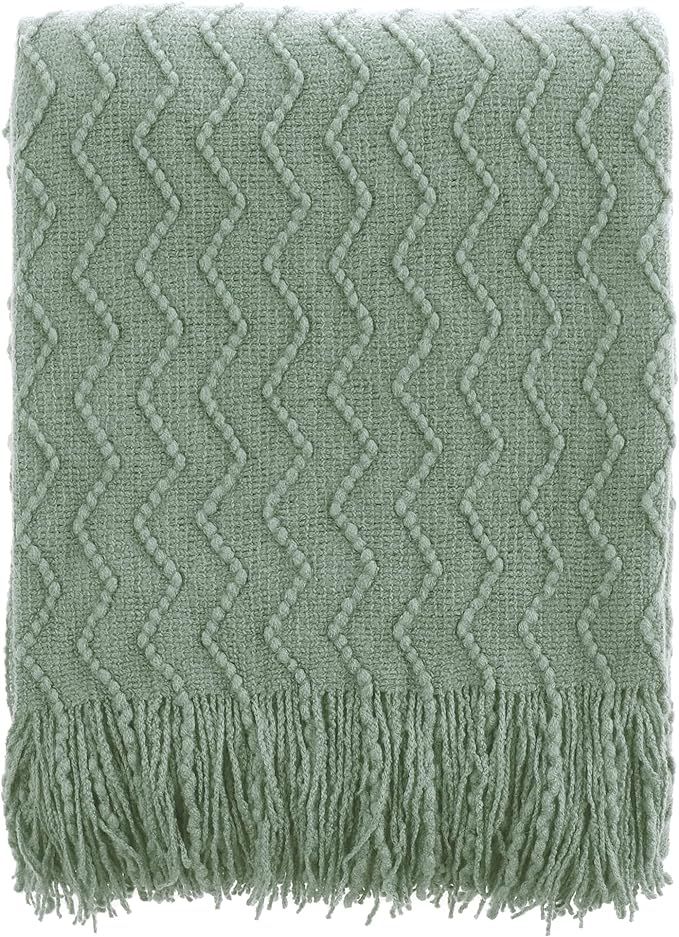 BATTILO HOME Sage Green Throw Blanket for Couch, Knitted Soft Sage Throw Blankets, Decorative Spr... | Amazon (US)