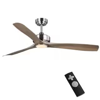 Home Decorators Collection Bayshire 60 in. LED Indoor/Outdoor Brushed Nickel Ceiling Fan with Rem... | The Home Depot