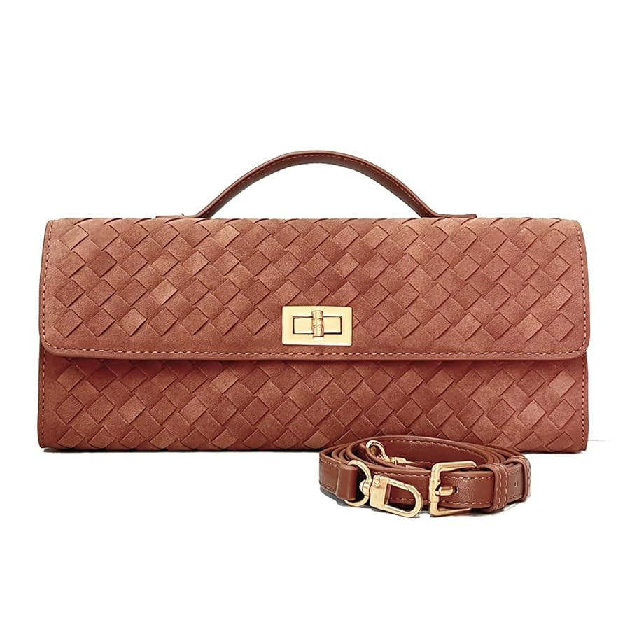 Woven Suede Clutch Purse for Women – Crossbody or Shoulder Evening Bag for Weddings, Parties, D... | Amazon (US)