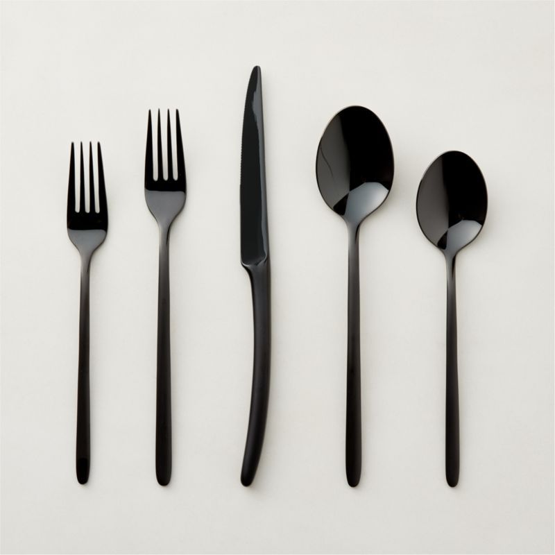 20-Piece Zoey Brushed Black Flatware + Reviews | CB2 | CB2