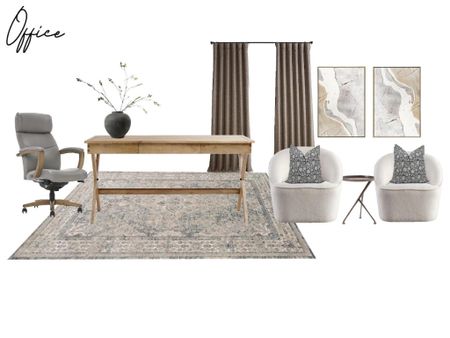 Curtains, office chair, rug, chairs, art and decor

#LTKbeauty #LTKstyletip #LTKhome