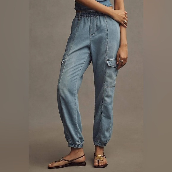 [sanctuary] anthro relaxed chambray denim rebel cargo jogger pants blue XXS | Poshmark