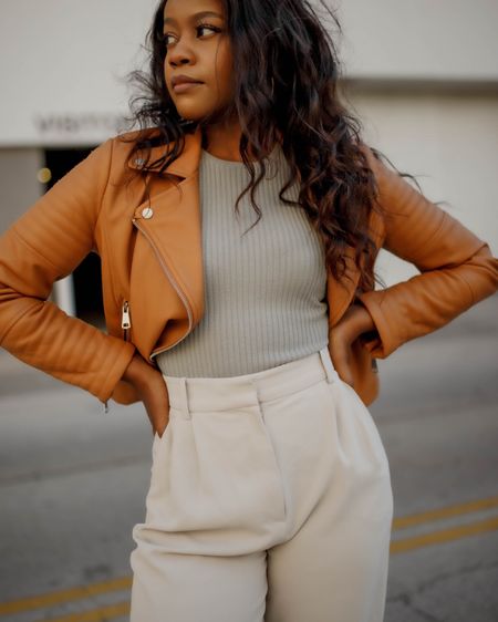 Love transitioning my summer trousers to fall! These are one of my favorite pants and that style them with this Abercrombie bodysuit(size XS) and this perfect for fall tan leather jacket(size XS)!

fall outfit, fall style, #ltkfall, minimal outfit, straight leg trousers, knit bodysuits, leather jackets, Nordstrom jacket

#LTKworkwear #LTKSeasonal #LTKunder100