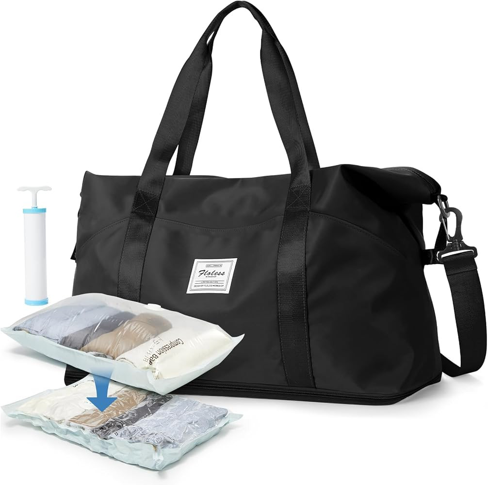Travel Duffel Bag, Sports Tote Gym Bag, Shoulder Weekender Overnight Bag for Women | Amazon (US)