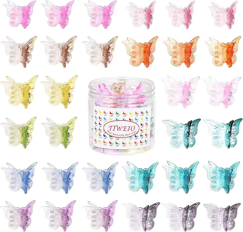 50 Pieces Butterfly Hair Clips Mini Hair Clips, Tiweio Small Hair Claw Clips Pastel Hair Clips Mi... | Amazon (US)
