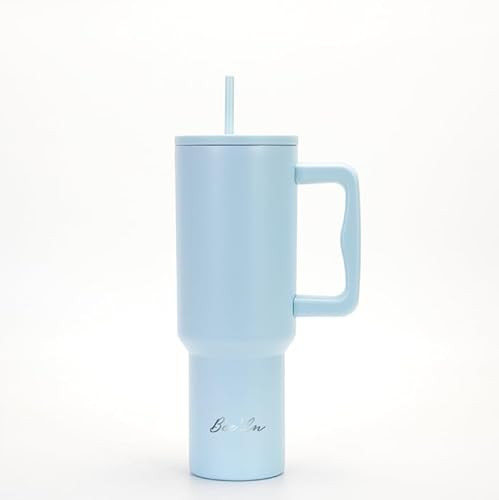 40 oz Modern Style Insulated Tumbler with Lid and Straw, Leakproof and Vacuum-Insulated, Double-Wall Vacuum-Sealed, for Hot and Cold Drinks (Light Blue) | Amazon (US)
