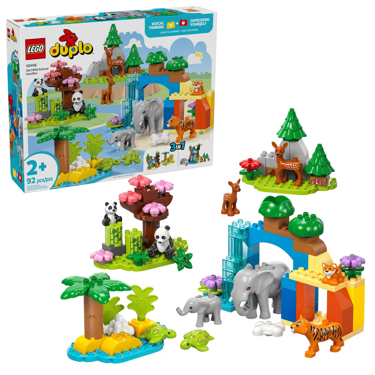 LEGO DUPLO Town 3 in 1 Wild Animal Families Preschool Learning and Building Toy 10446 | Target