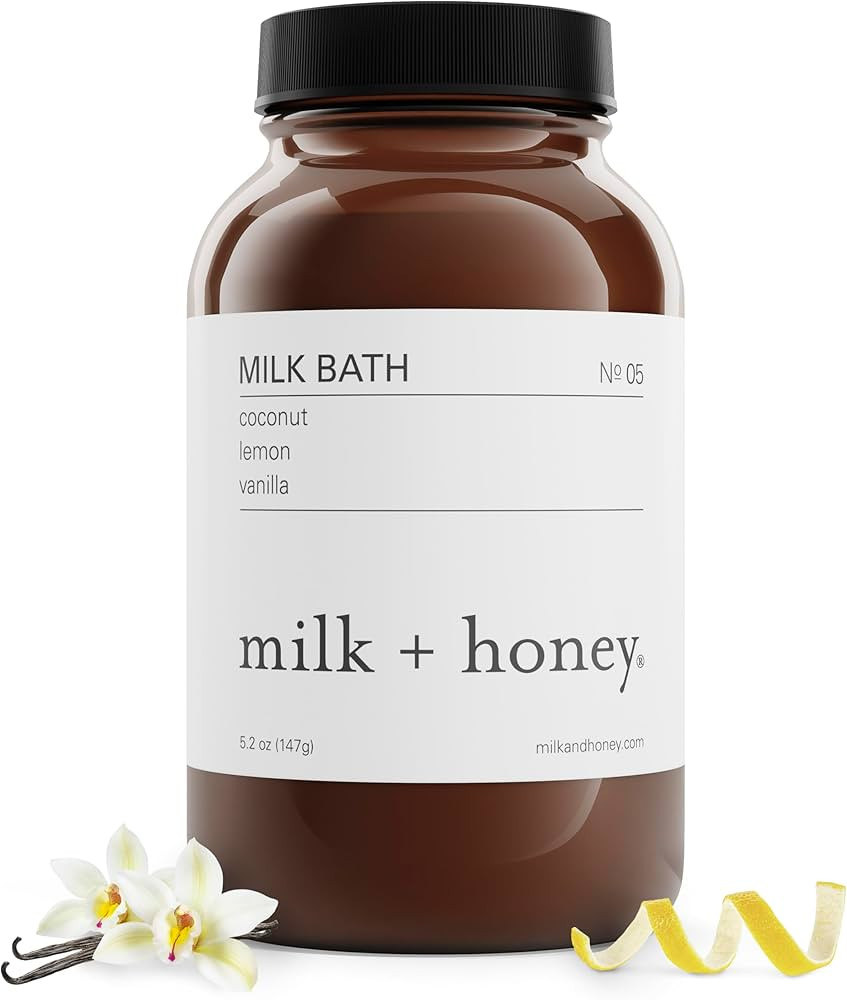 Milk + Honey Milk Bath No. 05 – Moisturizing Coconut Oil Bath Soak with Vanilla & Lemon Peel, L... | Amazon (US)