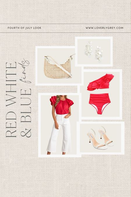Red white and blue finds. I love this one shoulder Amazon bikini and white wide leg jeans for a festive look. Loverly Grey, fourth of July 

#LTKBeauty #LTKStyleTip #LTKSeasonal