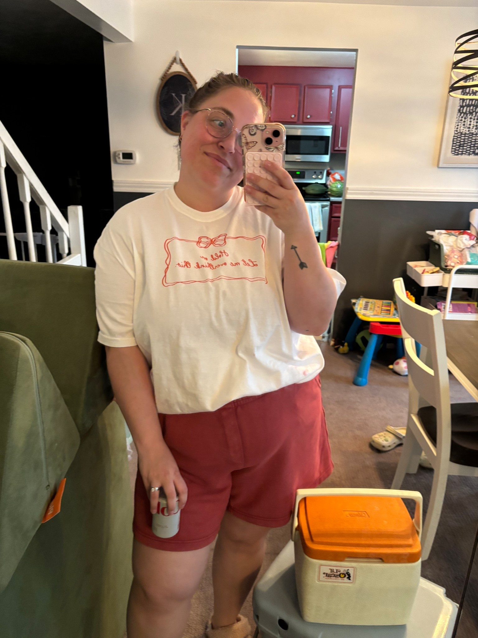 OOTD as a mid size stay at home mom SAHM always a graphic tee from shop Kristin jones and a fun bottom this one says “hold on let me overthink this” hehe 

#LTKPlusSize #LTKStyleTip #LTKMidsize