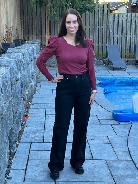 Fall is here!  I am wearing a perfect t-shirt with a statement sleeve (size S) and high waisted wide leg jeans (size 28).  These are my new favourite jeans and I’m keeping an eye out for the same style in a dark blue 🖤💙

For the top, I’ve linked similar tops by the same brand.

#LTKover40 #LTKstyletip