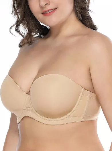 DELIMIRA Women's Strapless Bra Unlined Underwire Minimizer Plus Size  Support