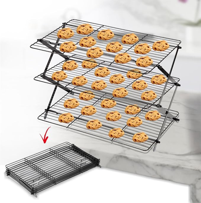 3-Tier Collapsible Cooling Rack Expandable & Collapsible Cookie Wire Baking Foldable Cooling Rack... | Amazon (US)