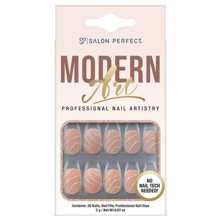 Salon Perfect Modern Art Press On Nails, Nude Fake Nail Kit, 30 Pieces | Walmart (US)