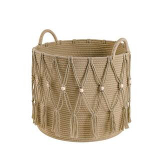 Blanket Basket for Living Room Decor Beige 15.7 in. x 13.3 in. Cotton Storage Decorative Baskets ... | The Home Depot