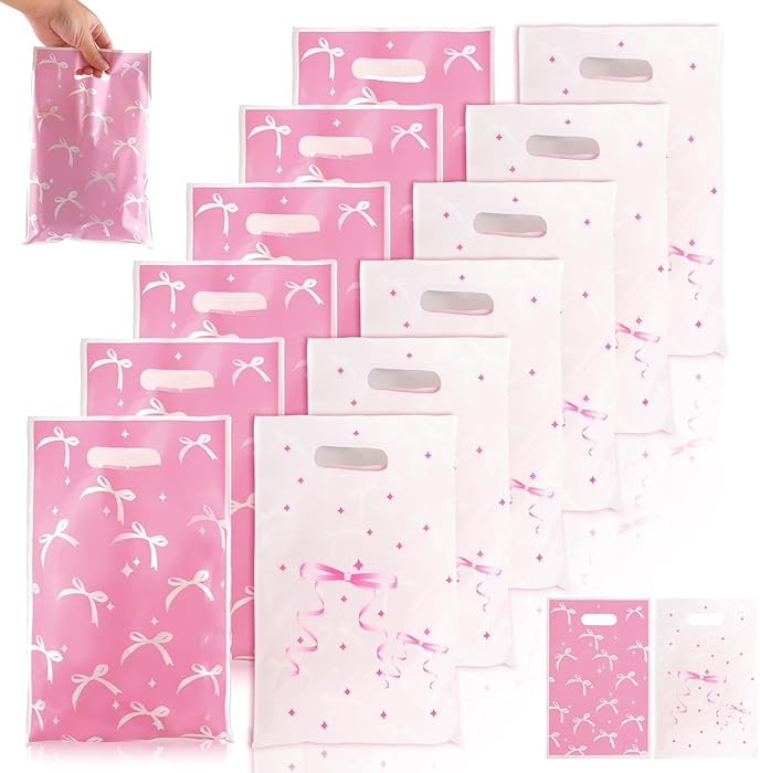 Pink Bow Gift Bags - 30 PCS Candy Goodie Treat Bags Retail Shopping Bag, Bow Party Favors Bag, Cu... | Amazon (US)