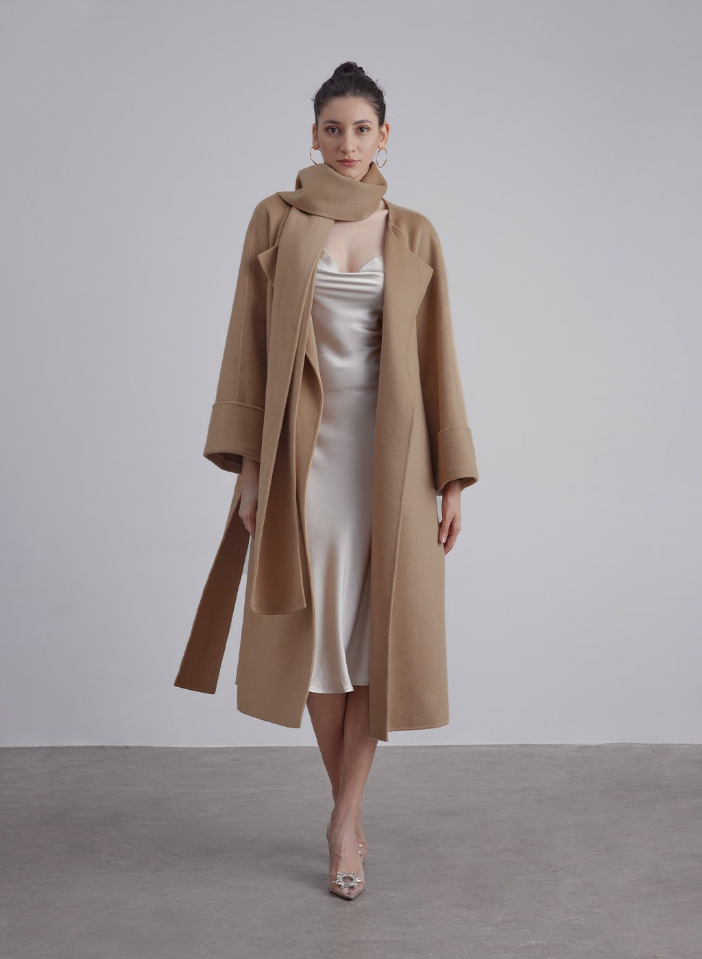 Pure Camel Hair Ultimate Long Scarf Coat | Silk Maison
